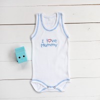 Φορμάκι εσώρουχο χωρίς μανίκι σιέλ "I Love Mummy" - Luluka