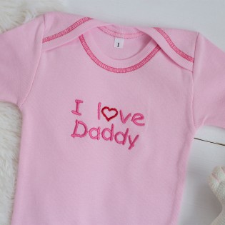 Φορμάκι εσώρουχο ρόζ με κοντό μανίκι "I Love Daddy" 