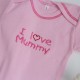 Φορμάκι εσώρουχο ρόζ με κοντό μανίκι "I Love Mummy" 