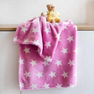 Ροζ κουβέρτα fleece με αστεράκια - Luluka