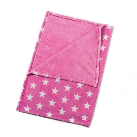 Ροζ κουβέρτα fleece με αστεράκια - Luluka