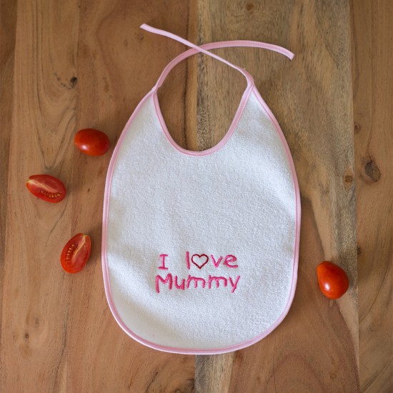 Σαλιάρα με κέντημα "I Love Mummy" - Luluka