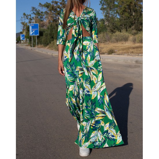 Maxi φούστα με πράσινα print - Luluka