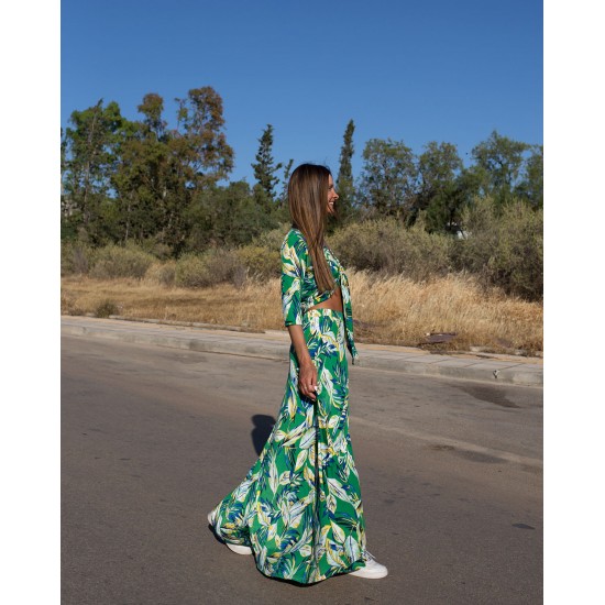 Maxi φούστα με πράσινα print - Luluka