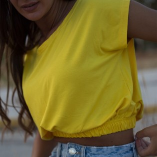 Κίτρινο crop top με λάστιχο - Luluka