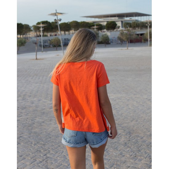 T-shirt πορτοκαλί με διακοσμητική φάσα - Luluka